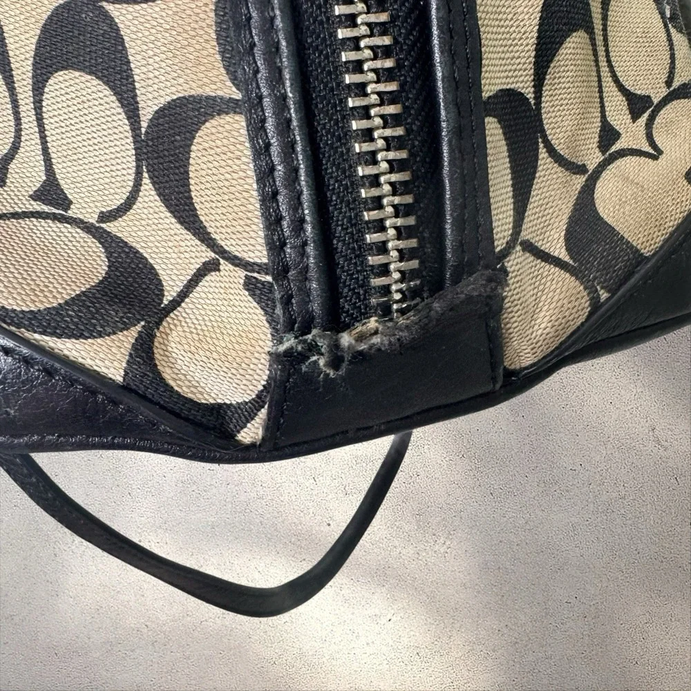 Coach Bleecker Preston Satchel in Printed Signature Fabric Khaki Black F30160